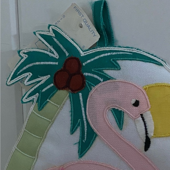 Vintage Flamingo Beach Pot Holder quilted beach theme kitchen decor Florida 90s - Picture 2 of 12